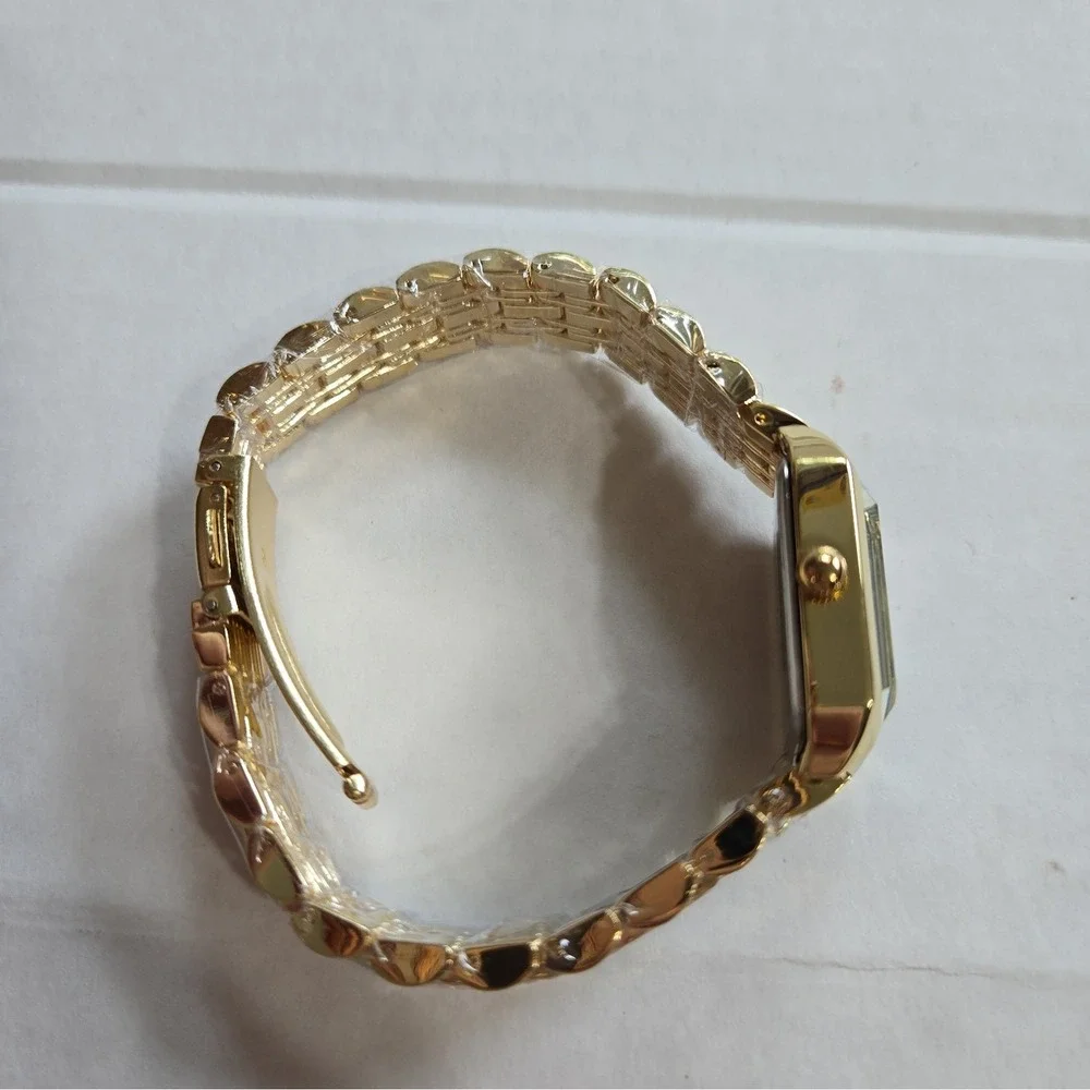 BestKang Goldtone Women's 26mm FashionWatch. Square,Quartz, Fold Over Clasp.